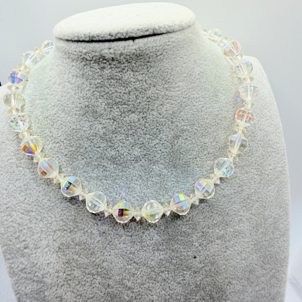 Laguna Crystal Necklace Women OS Clear AB Iridescent Excellent Vintage 1950s - Picture 10 of 17